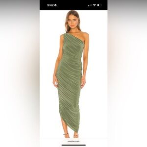 Norma Kamali One-Shoulder Dress in Olive